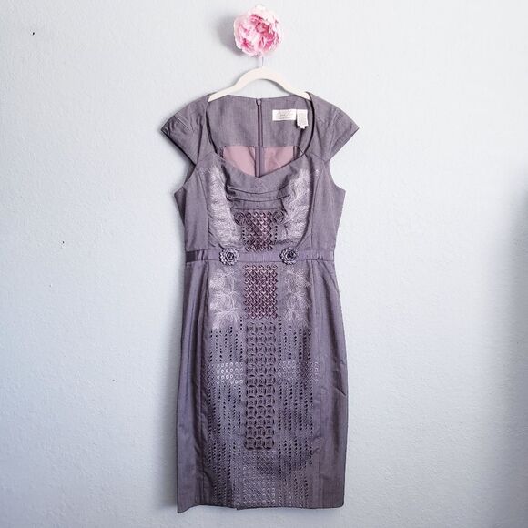 Anthropologie Dresses & Skirts - Anthropologie Bryan Lars Gray Eyelet Embroidered Dress